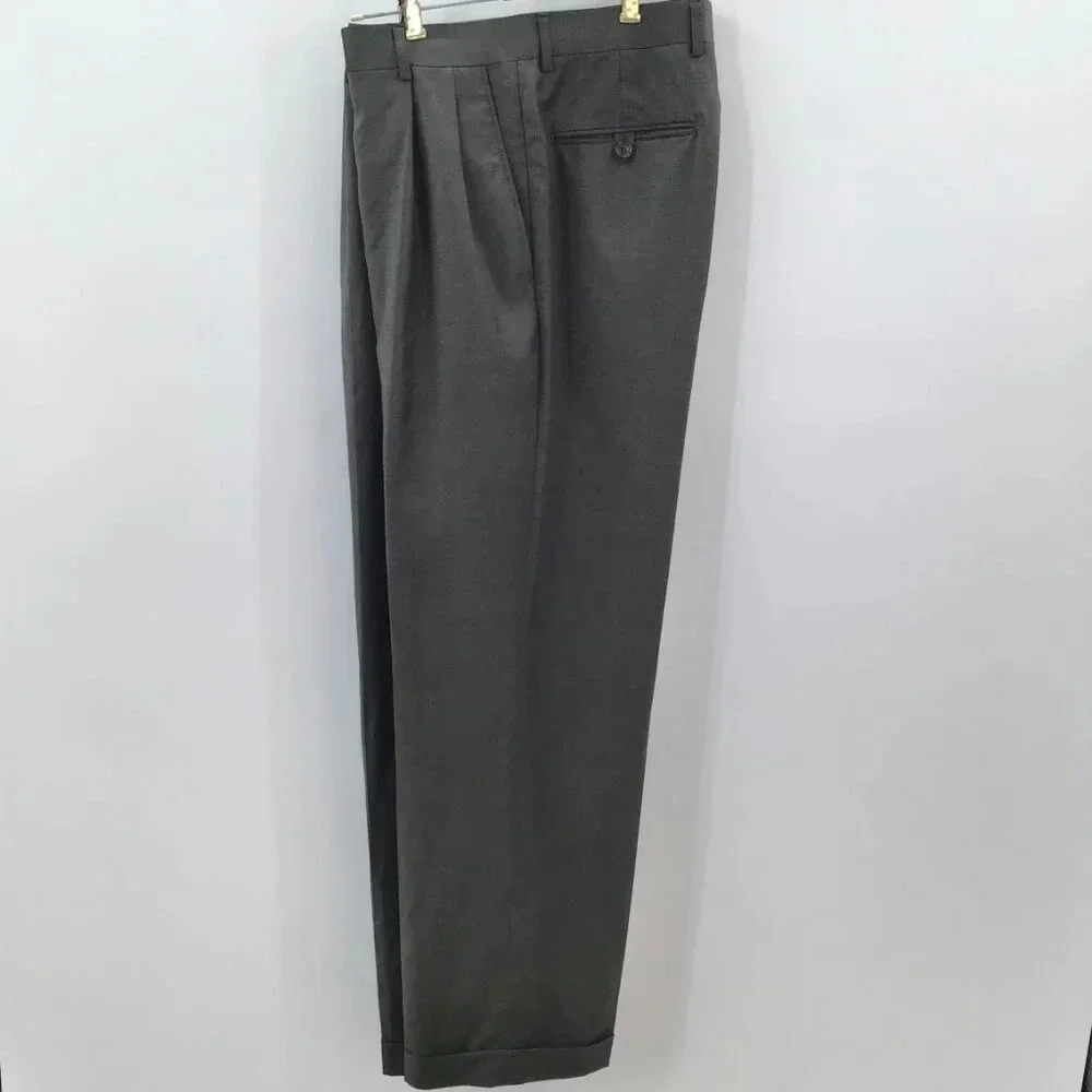Mens Jones New York Suit 40R Pants 35/28.5 Wool Cashmere Blend Green Houndstooth - Picture 10 of 16